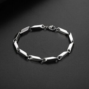 Men's Bracelet Silver Trendy Modern Rice Chain